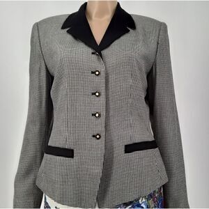 Le Suit Women's Elegant Blazer Houndstooth Spun Rayon Size 6